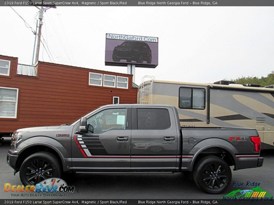 2019 Ford F150 Lariat Sport SuperCrew 4x4 Magnetic / Sport Black/Red Photo #2