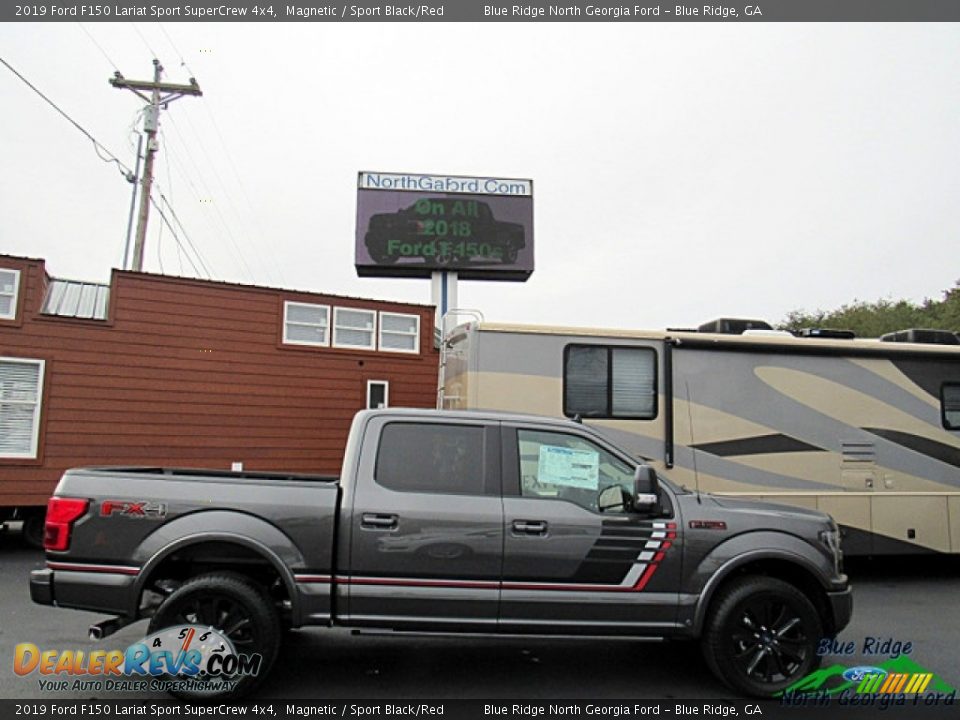 2019 Ford F150 Lariat Sport SuperCrew 4x4 Magnetic / Sport Black/Red Photo #7