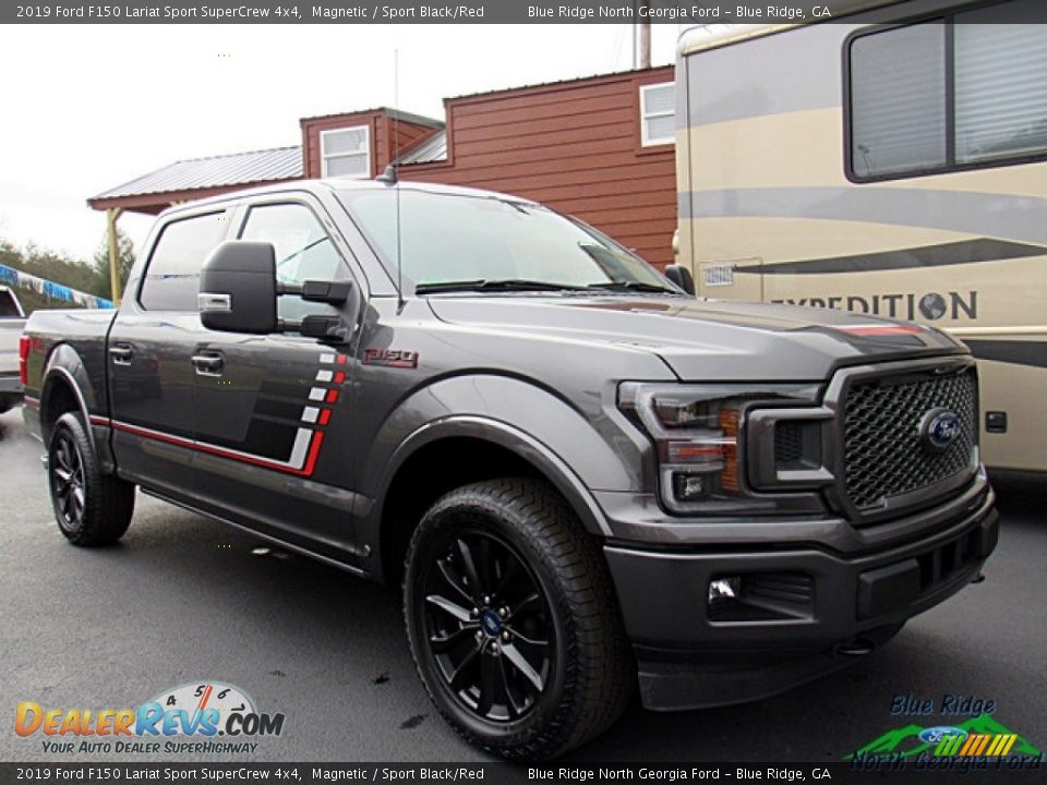 2019 Ford F150 Lariat Sport SuperCrew 4x4 Magnetic / Sport Black/Red Photo #8
