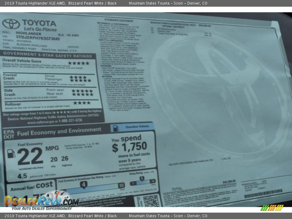 2019 Toyota Highlander XLE AWD Blizzard Pearl White / Black Photo #19