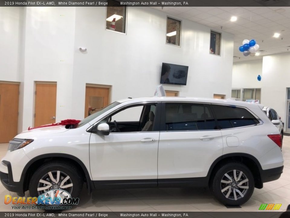 2019 Honda Pilot EX-L AWD White Diamond Pearl / Beige Photo #2