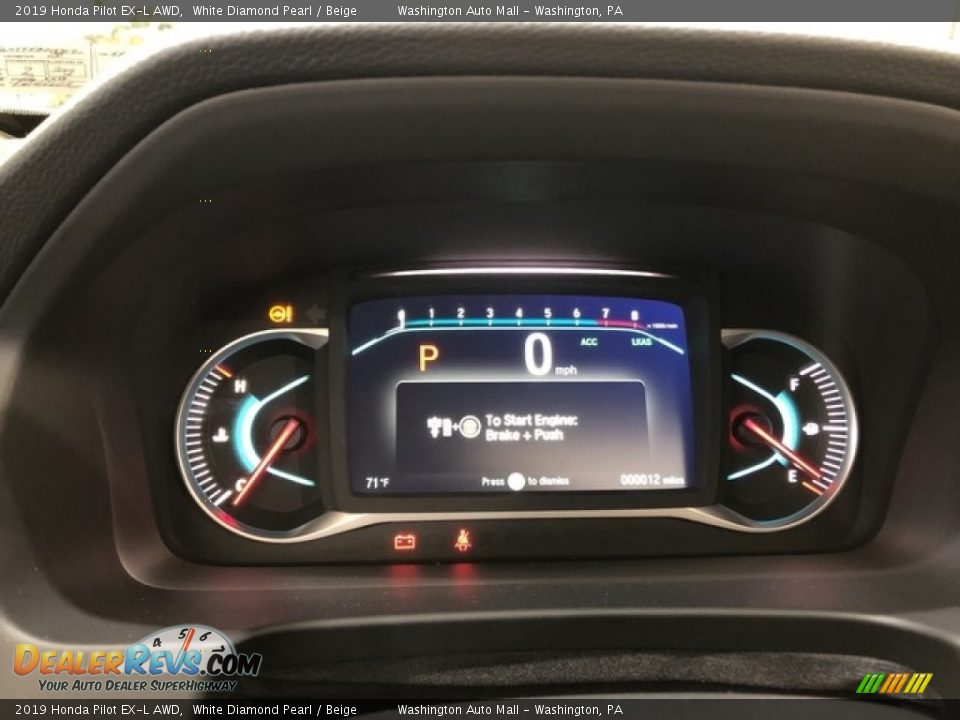 2019 Honda Pilot EX-L AWD White Diamond Pearl / Beige Photo #13