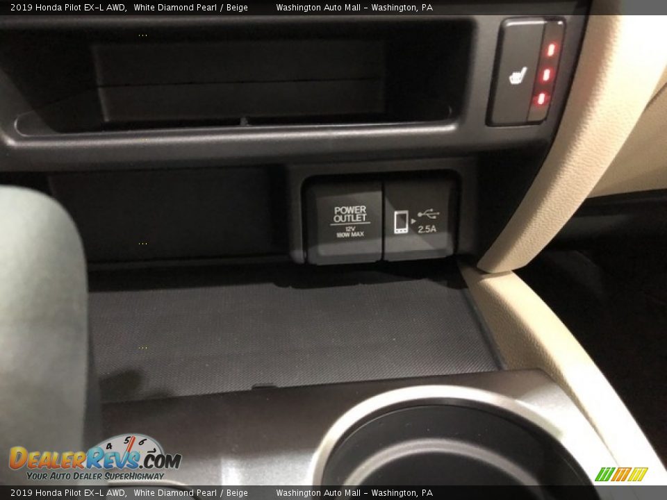 2019 Honda Pilot EX-L AWD White Diamond Pearl / Beige Photo #16