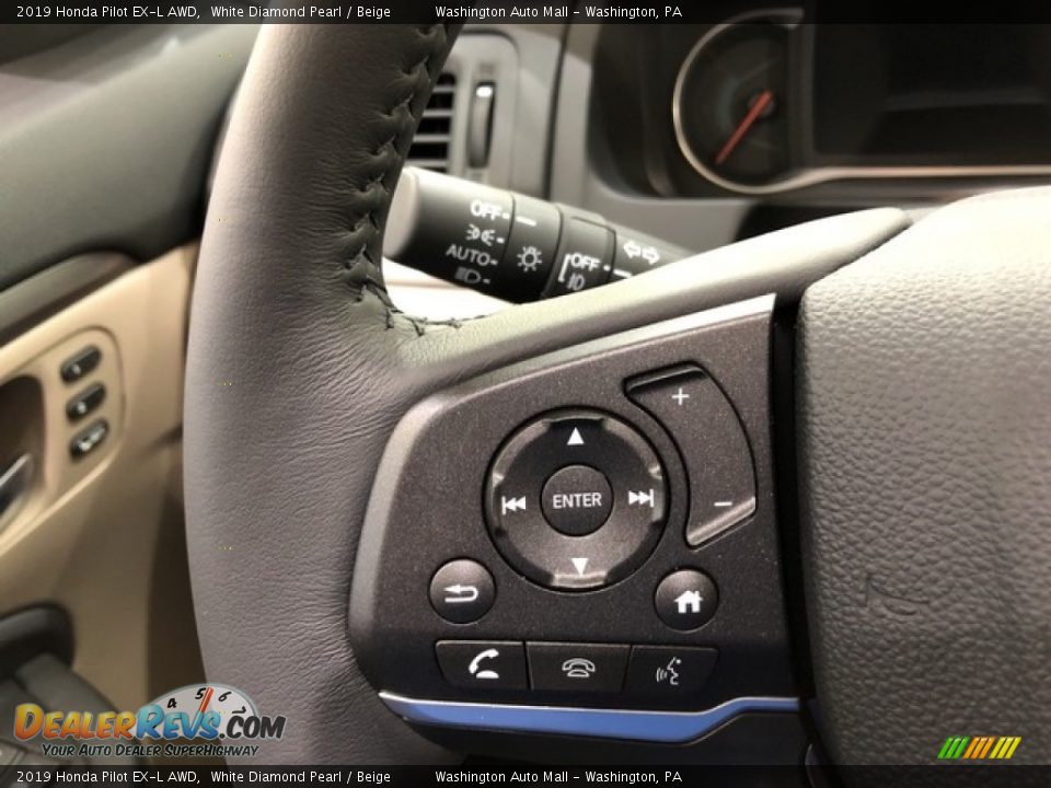 2019 Honda Pilot EX-L AWD White Diamond Pearl / Beige Photo #23