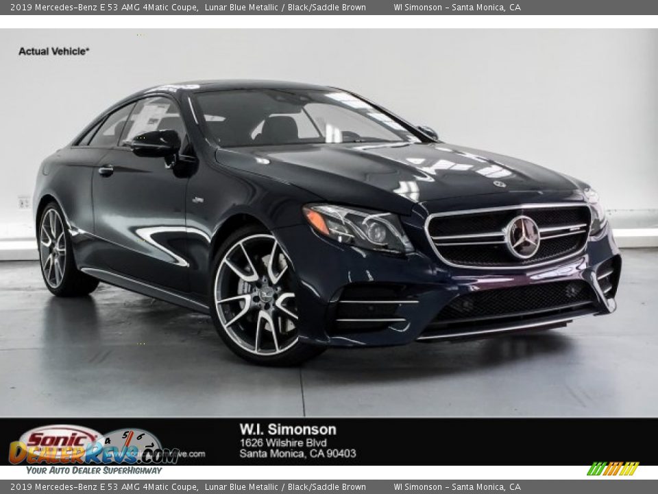 2019 Mercedes-Benz E 53 AMG 4Matic Coupe Lunar Blue Metallic / Black/Saddle Brown Photo #1