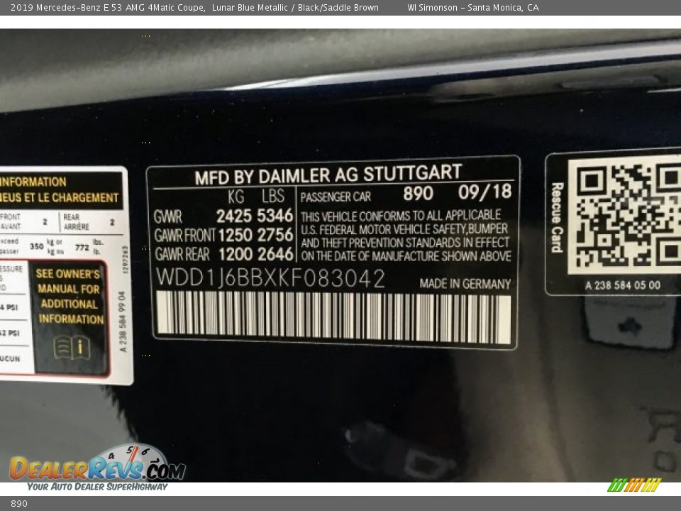 Mercedes-Benz Color Code 890 Lunar Blue Metallic