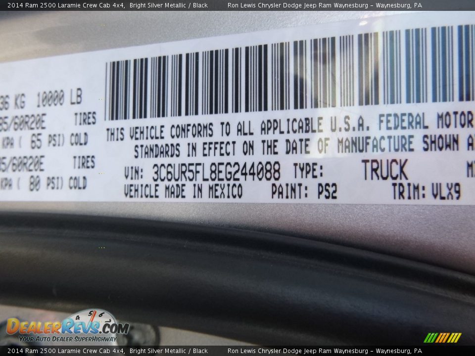 2014 Ram 2500 Laramie Crew Cab 4x4 Bright Silver Metallic / Black Photo #14