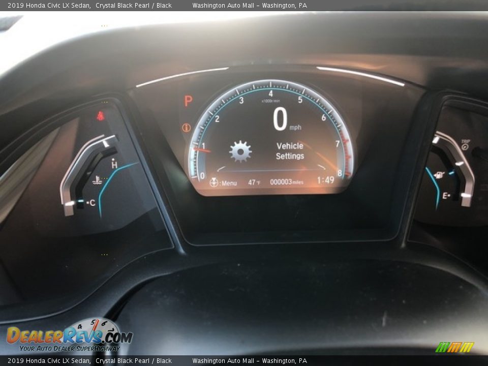 2019 Honda Civic LX Sedan Crystal Black Pearl / Black Photo #13