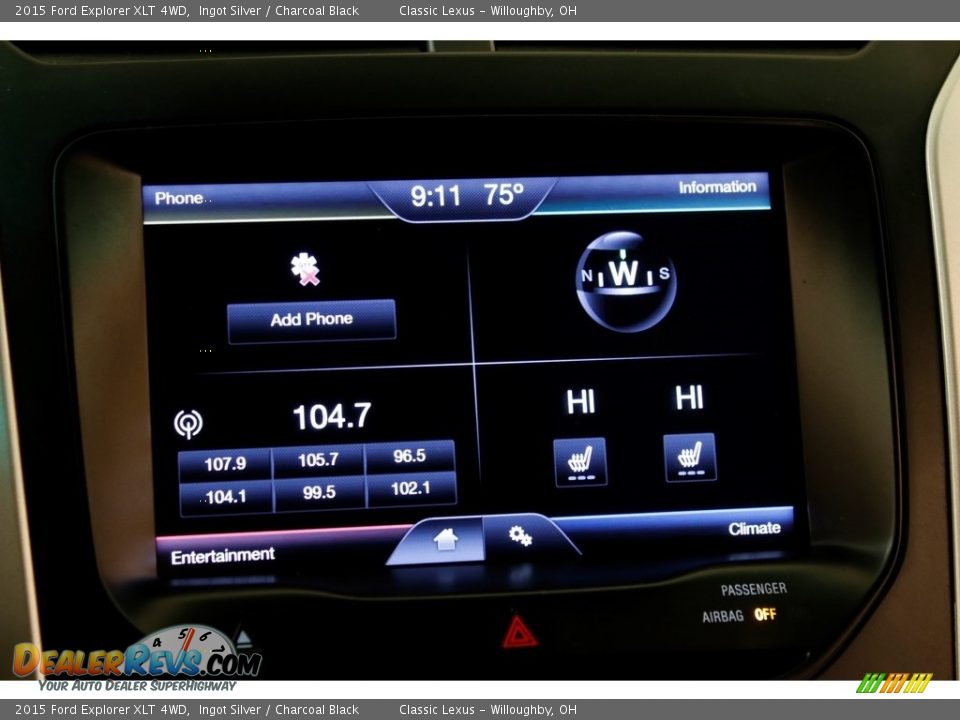 2015 Ford Explorer XLT 4WD Ingot Silver / Charcoal Black Photo #11