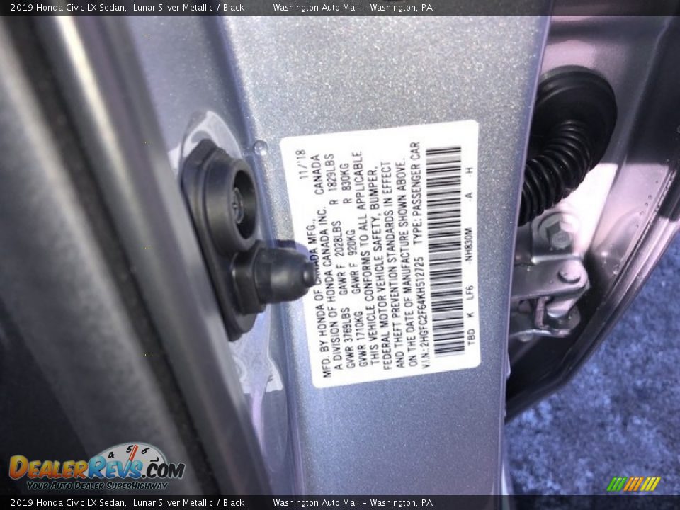 2019 Honda Civic LX Sedan Lunar Silver Metallic / Black Photo #24
