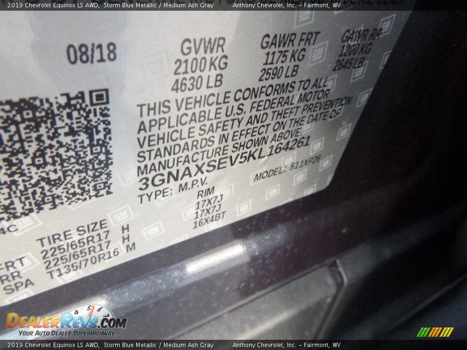 2019 Chevrolet Equinox LS AWD Storm Blue Metallic / Medium Ash Gray Photo #12