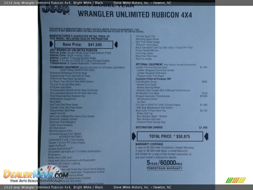 2019 Jeep Wrangler Unlimited Rubicon 4x4 Bright White / Black Photo #32