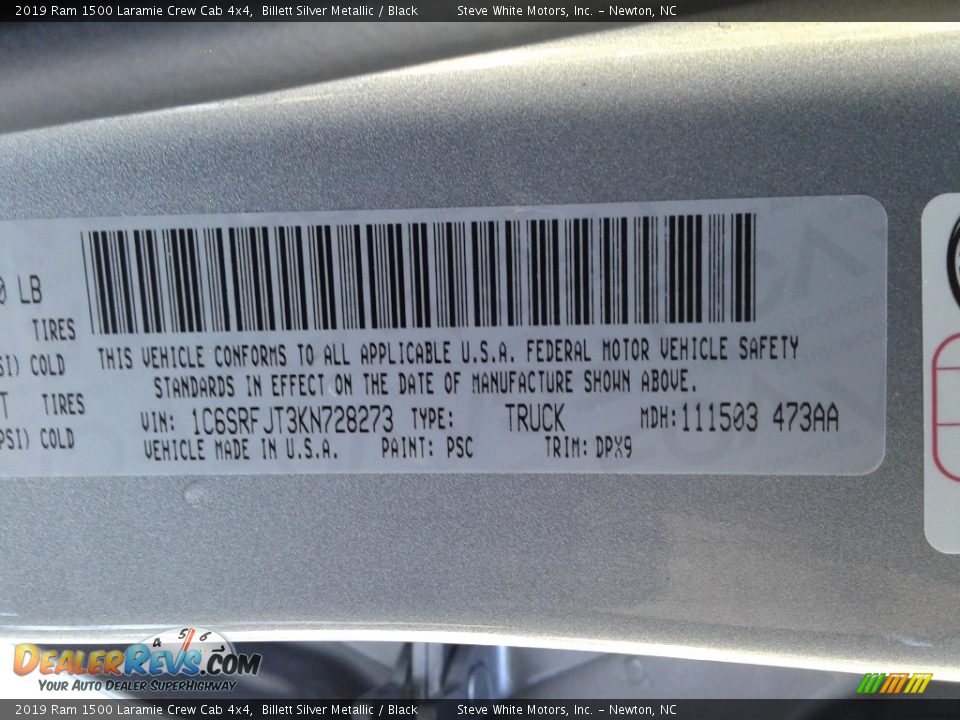2019 Ram 1500 Laramie Crew Cab 4x4 Billett Silver Metallic / Black Photo #35