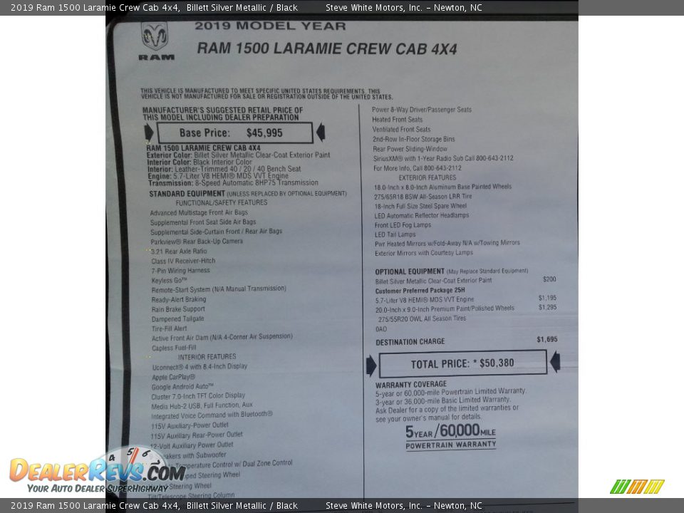 2019 Ram 1500 Laramie Crew Cab 4x4 Billett Silver Metallic / Black Photo #36