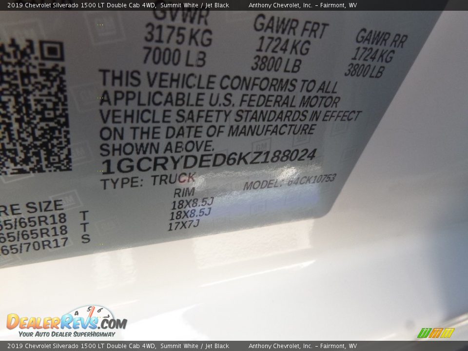 2019 Chevrolet Silverado 1500 LT Double Cab 4WD Summit White / Jet Black Photo #14