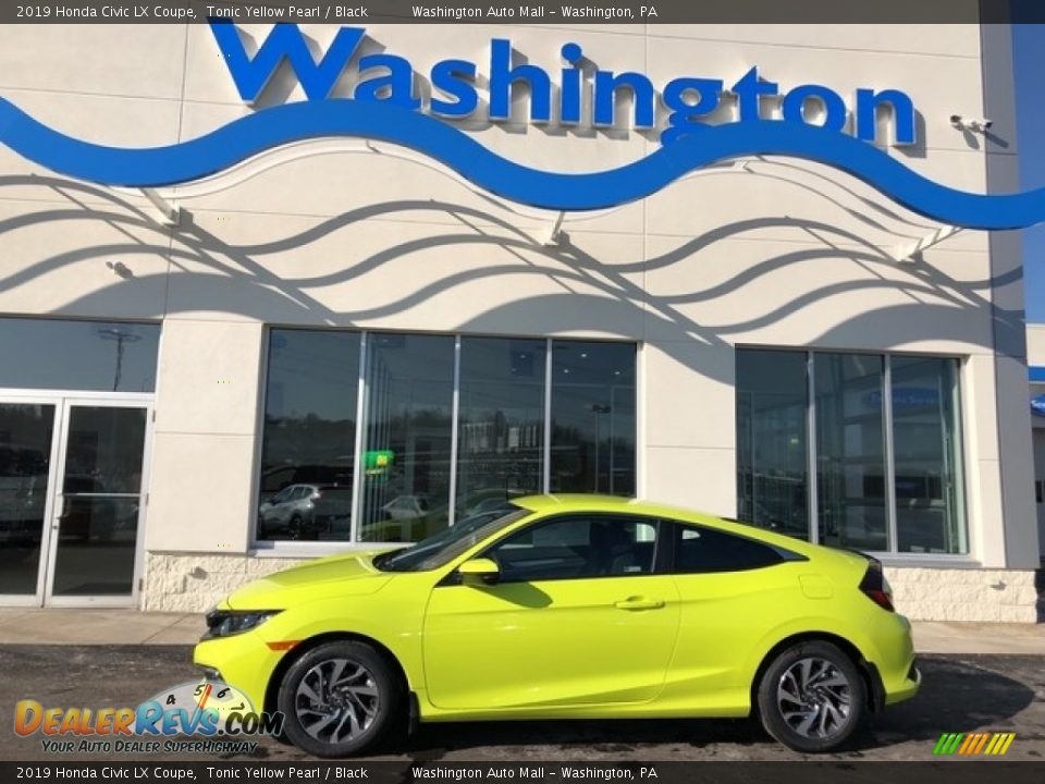 2019 Honda Civic LX Coupe Tonic Yellow Pearl / Black Photo #1