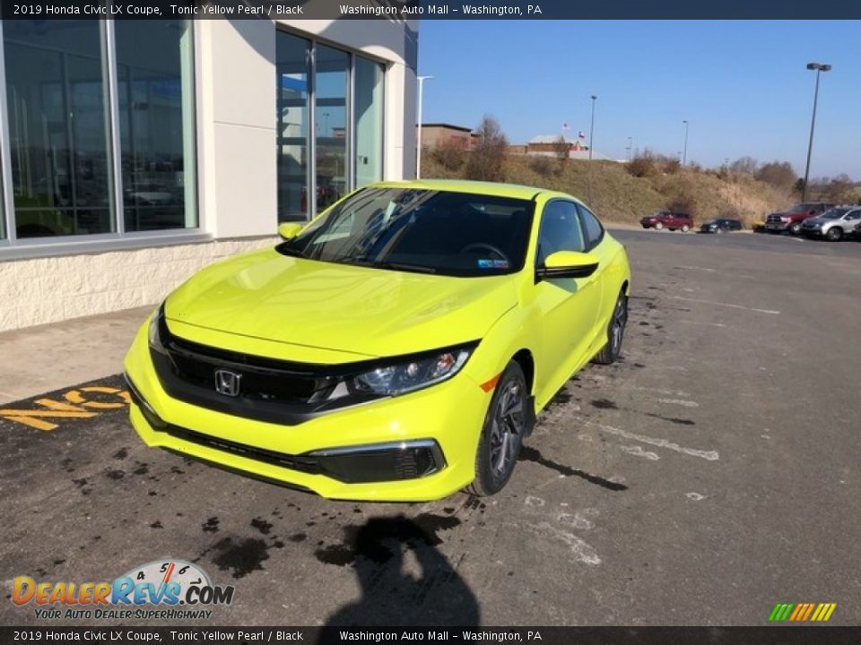 2019 Honda Civic LX Coupe Tonic Yellow Pearl / Black Photo #3