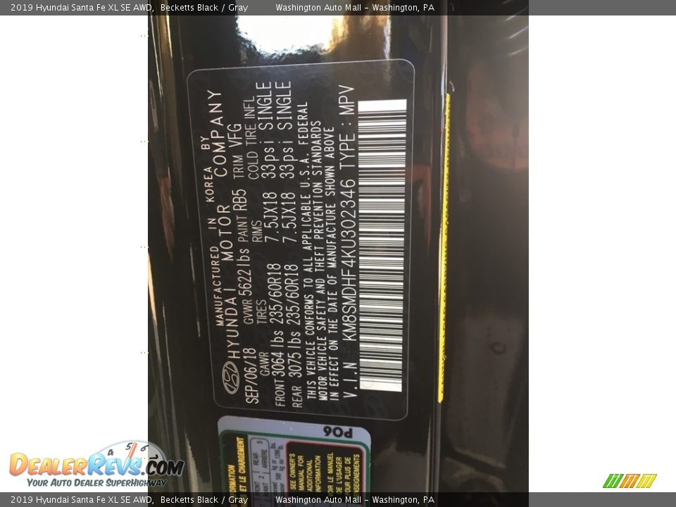 2019 Hyundai Santa Fe XL SE AWD Becketts Black / Gray Photo #2