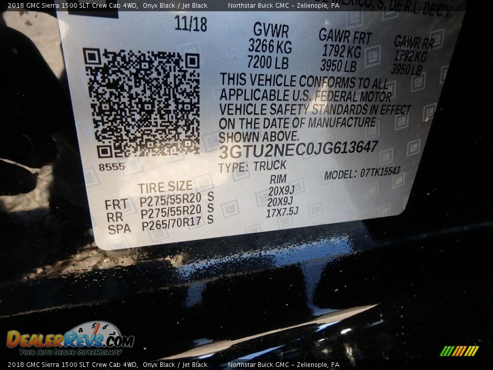 2018 GMC Sierra 1500 SLT Crew Cab 4WD Onyx Black / Jet Black Photo #16