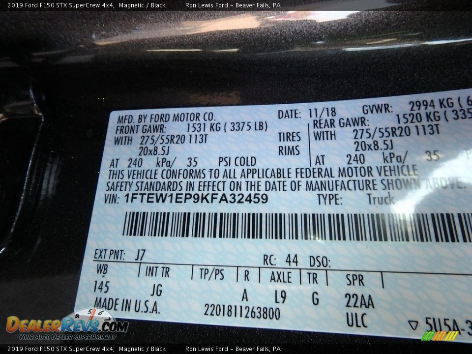 2019 Ford F150 STX SuperCrew 4x4 Magnetic / Black Photo #11