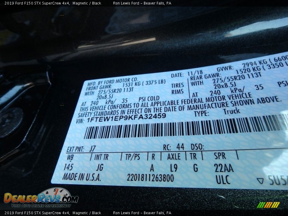 2019 Ford F150 STX SuperCrew 4x4 Magnetic / Black Photo #15