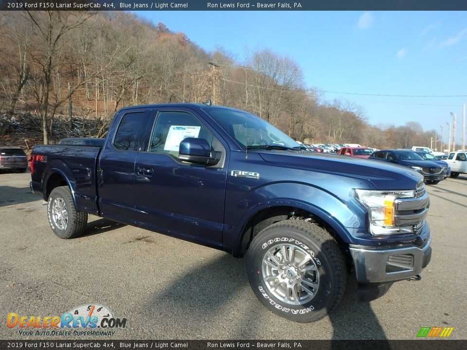 2019 Ford F150 Lariat SuperCab 4x4 Blue Jeans / Light Camel Photo #8