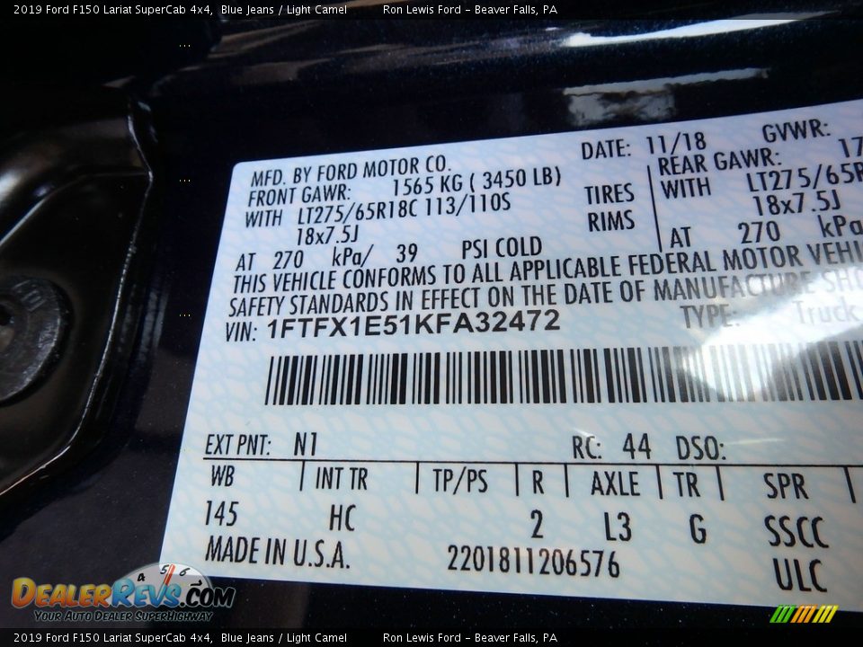 2019 Ford F150 Lariat SuperCab 4x4 Blue Jeans / Light Camel Photo #11