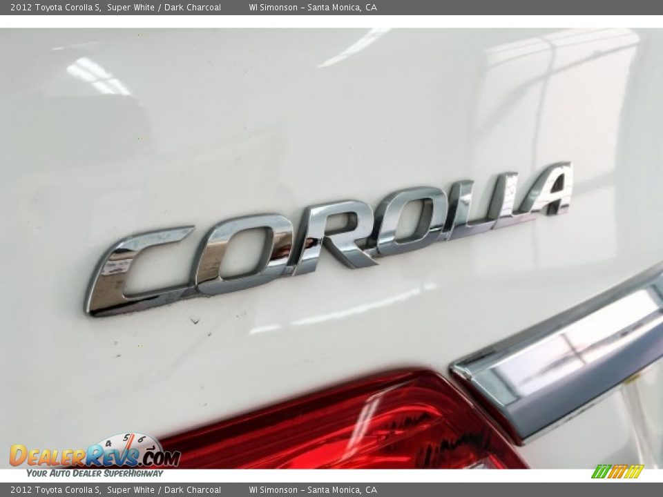 2012 Toyota Corolla S Super White / Dark Charcoal Photo #7