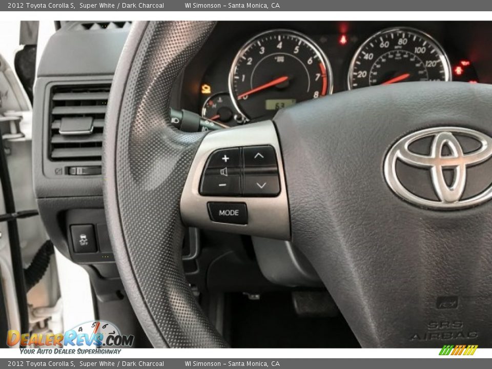 2012 Toyota Corolla S Super White / Dark Charcoal Photo #19