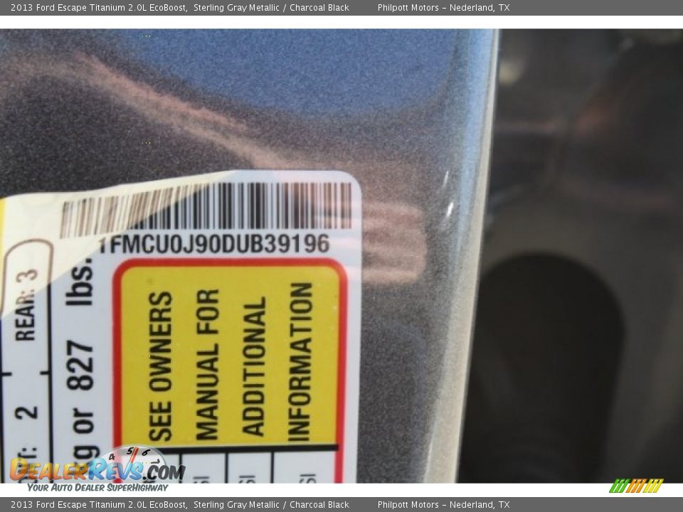 2013 Ford Escape Titanium 2.0L EcoBoost Sterling Gray Metallic / Charcoal Black Photo #33