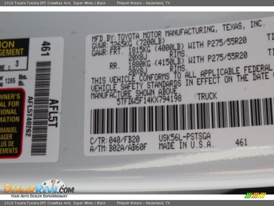2019 Toyota Tundra SR5 CrewMax 4x4 Super White / Black Photo #22