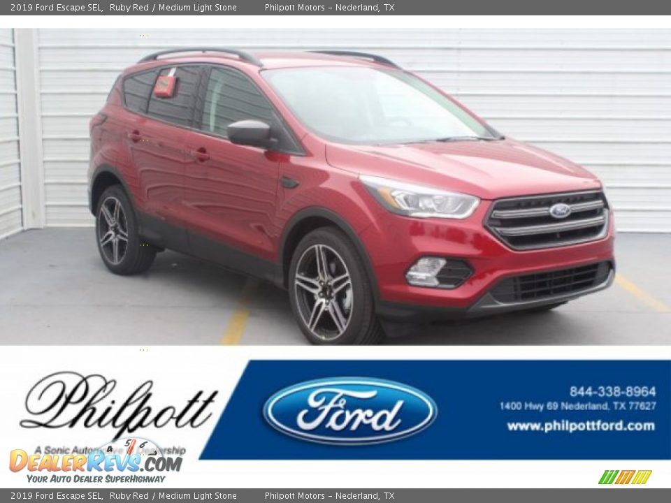 2019 Ford Escape SEL Ruby Red / Medium Light Stone Photo #1