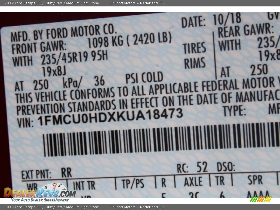 2019 Ford Escape SEL Ruby Red / Medium Light Stone Photo #24
