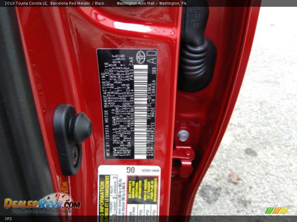 Toyota Color Code 3R3 Barcelona Red Metallic