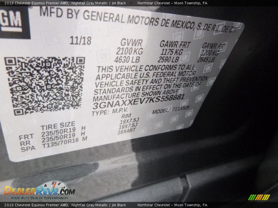 2019 Chevrolet Equinox Premier AWD Nightfall Gray Metallic / Jet Black Photo #17