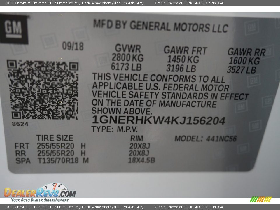 2019 Chevrolet Traverse LT Summit White / Dark Atmosphere/Medium Ash Gray Photo #21