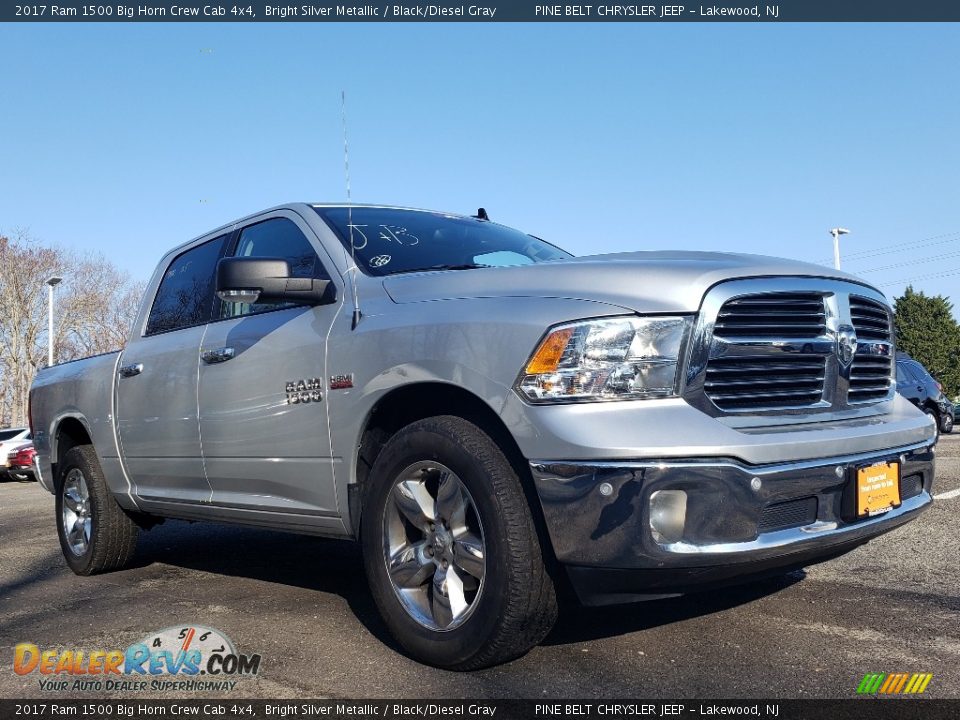2017 Ram 1500 Big Horn Crew Cab 4x4 Bright Silver Metallic / Black/Diesel Gray Photo #1
