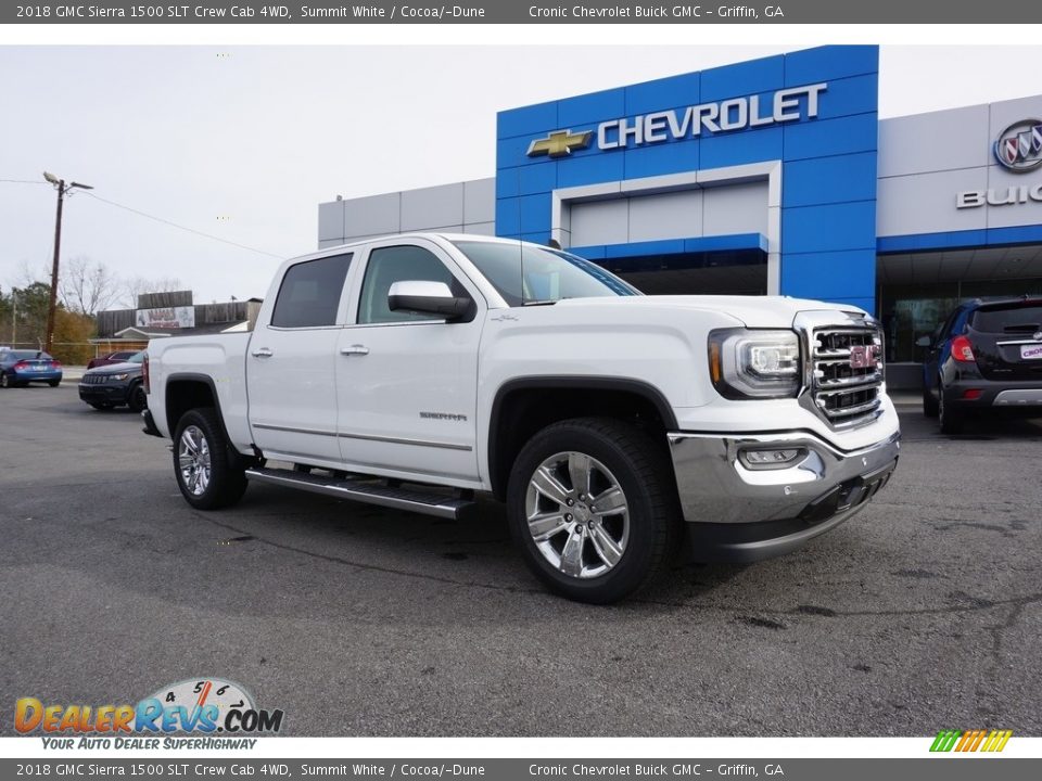 2018 GMC Sierra 1500 SLT Crew Cab 4WD Summit White / Cocoa/­Dune Photo #1