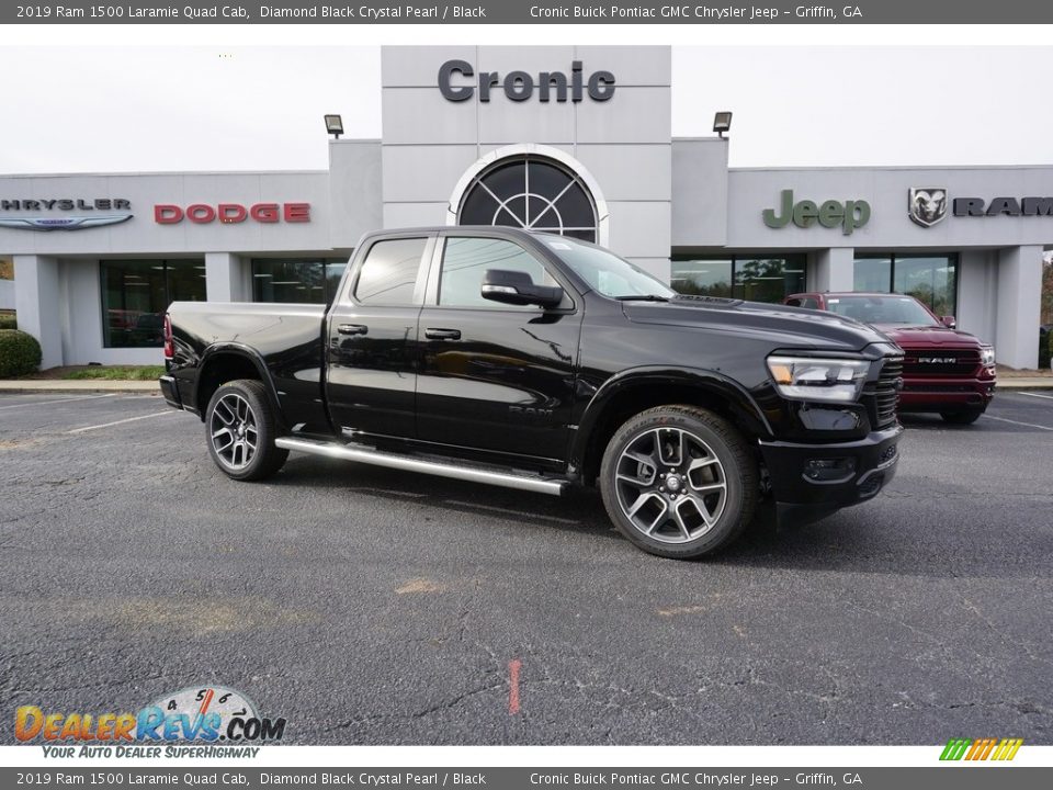 2019 Ram 1500 Laramie Quad Cab Diamond Black Crystal Pearl / Black Photo #1