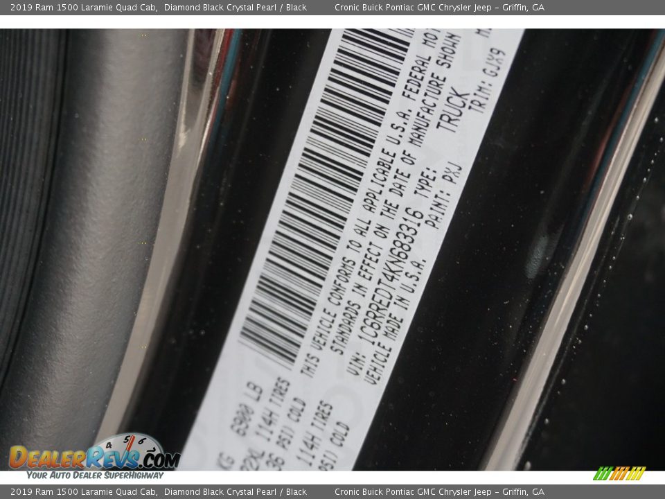 2019 Ram 1500 Laramie Quad Cab Diamond Black Crystal Pearl / Black Photo #14