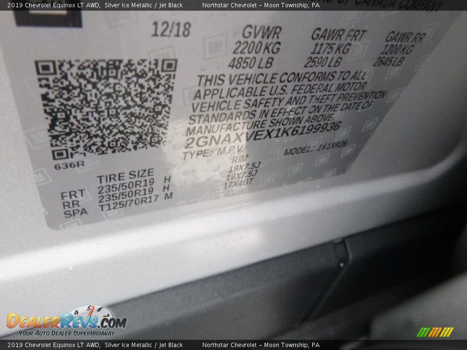 2019 Chevrolet Equinox LT AWD Silver Ice Metallic / Jet Black Photo #15