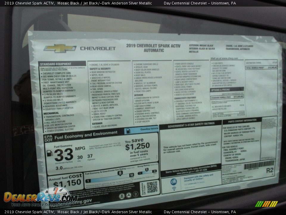 2019 Chevrolet Spark ACTIV Window Sticker Photo #6