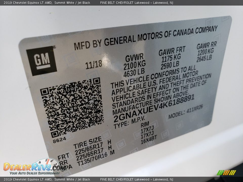2019 Chevrolet Equinox LT AWD Summit White / Jet Black Photo #9