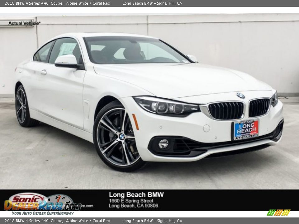 2018 BMW 4 Series 440i Coupe Alpine White / Coral Red Photo #1