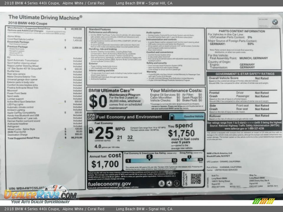 2018 BMW 4 Series 440i Coupe Alpine White / Coral Red Photo #10