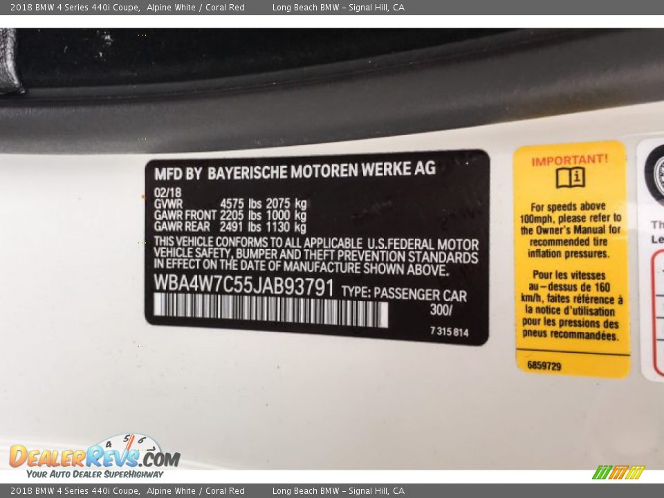 2018 BMW 4 Series 440i Coupe Alpine White / Coral Red Photo #11