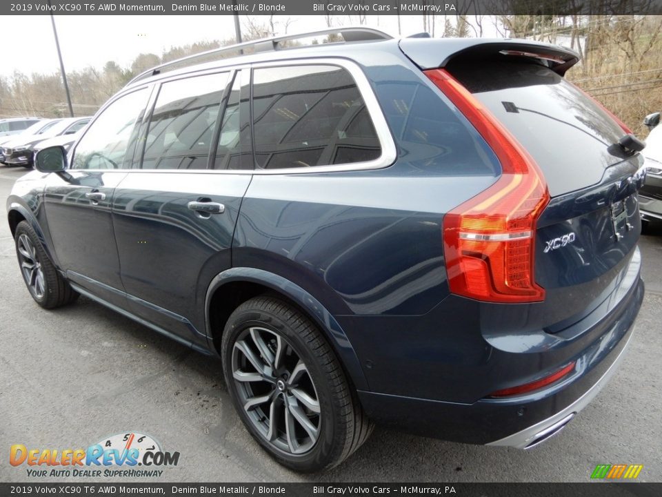 2019 Volvo XC90 T6 AWD Momentum Denim Blue Metallic / Blonde Photo #4