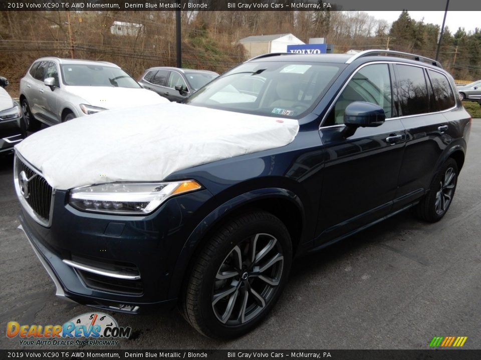 2019 Volvo XC90 T6 AWD Momentum Denim Blue Metallic / Blonde Photo #5
