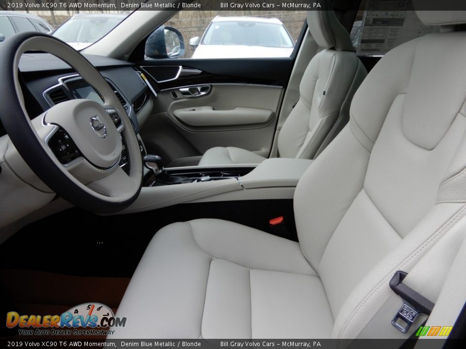 2019 Volvo XC90 T6 AWD Momentum Denim Blue Metallic / Blonde Photo #7
