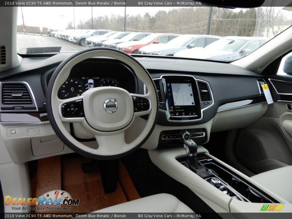 2019 Volvo XC90 T6 AWD Momentum Denim Blue Metallic / Blonde Photo #9